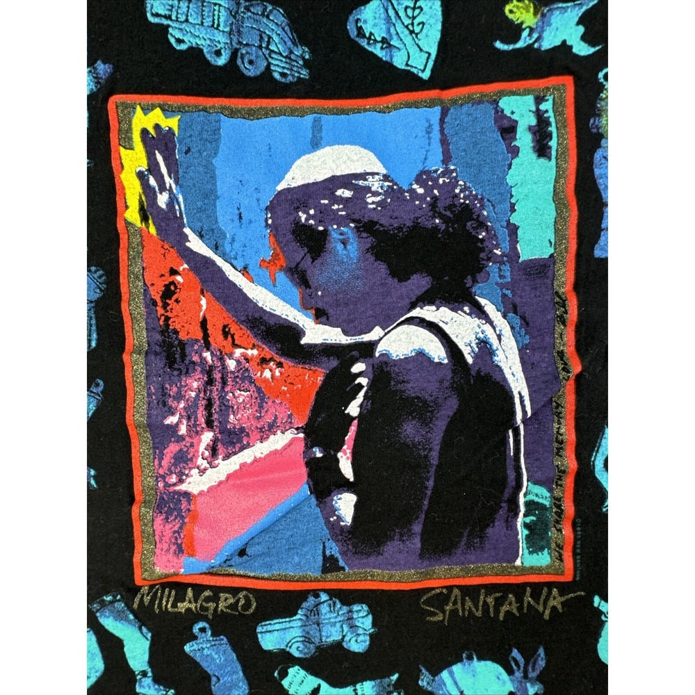 Vintage 90s Carlos‎ Santana Milagro T Shirt Single Stitch Tour Concert Rock XL - Picture 10 of 16